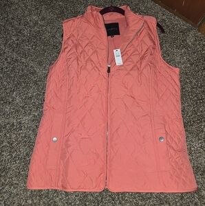 Talbots Vibrant Coral Quilted Vest
